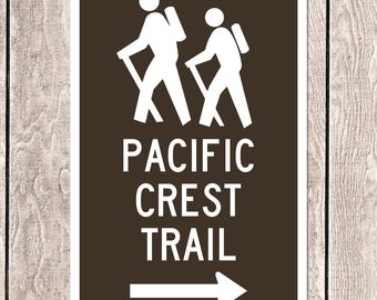 Pacific Crest Trail Sign, Vintage Aluminum Replica, Hiker Gift