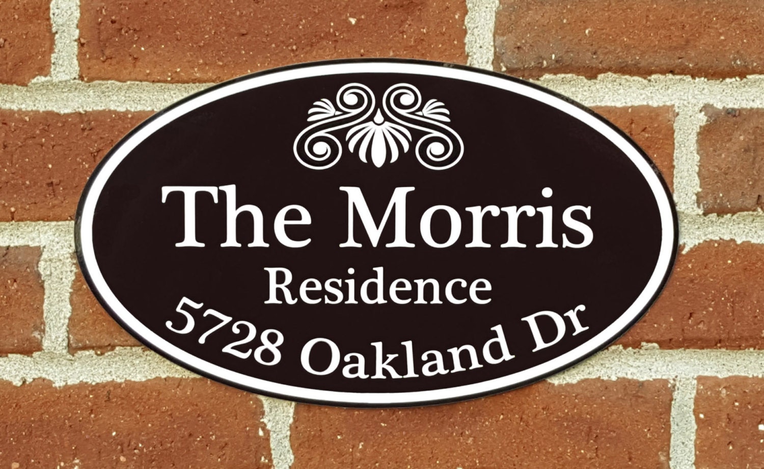 Personalized Home Address Number and Last Name Sign Aluminum Oval 12&…