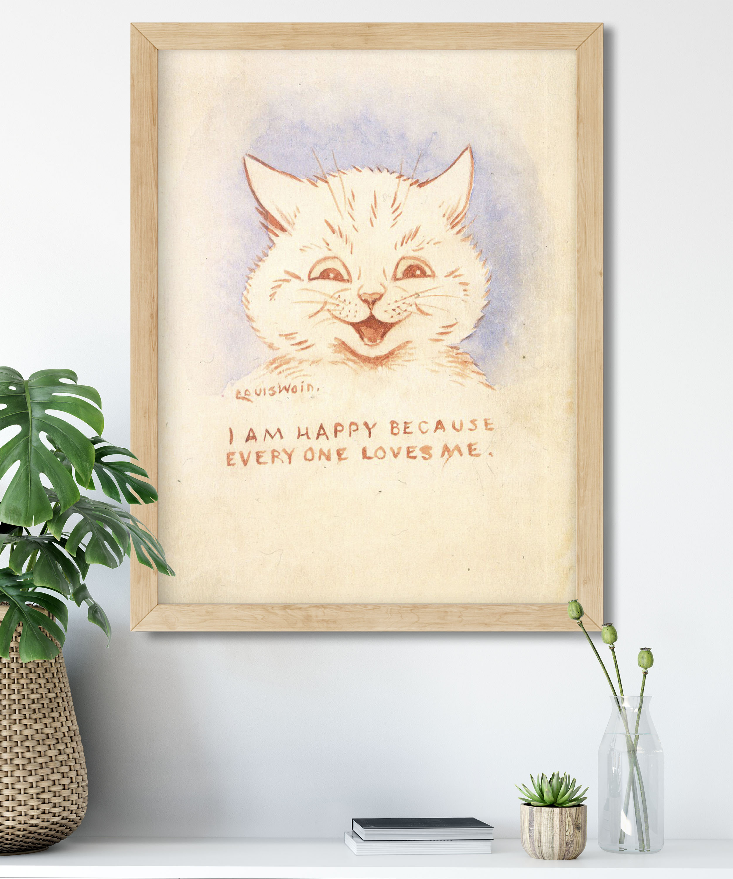 Louis Wain Art Print - I am Happy Because Everyone Loves Me – Cheshire &  Wain