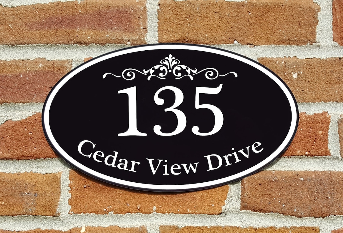 Custom Home Address Aluminum Oval 12 X 7 Etsy