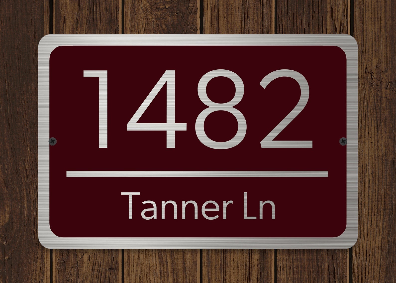 Custom Home Address Plaque With Brushed Silver Text Design - Aluminum ...