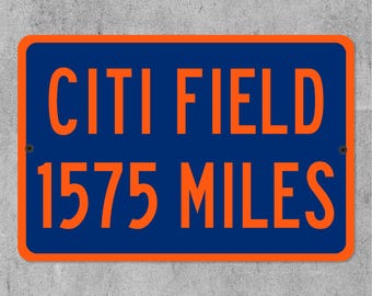 Custom Citi Field Distance Sign, Personalized New York Mets Baseball Fan Highway Mileage Sign Gift