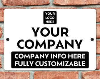 Custom Business Sign For Outdoor Or Indoor Wall, Aluminum Metal, Business Sign Customized With Your Logo