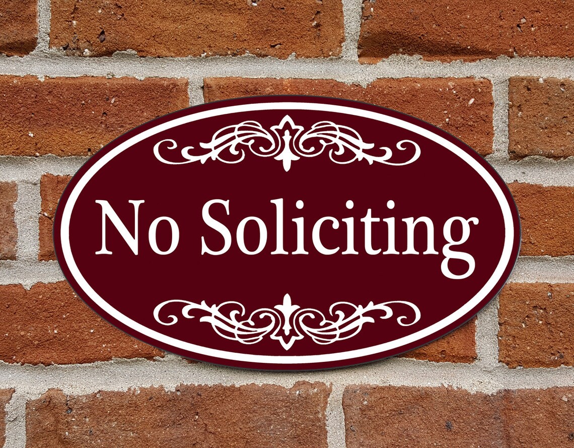 No Soliciting Sign Aluminum Oval 12 X 7 Plaque - Etsy