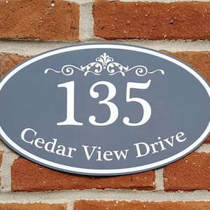 Aangepast woonadres aluminium ovaal 12 x 7 inch gepersonaliseerde plaquette met huisnummer