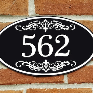 Personalized Home Address Number Aluminum Oval 12" x 7" Custom House Plaque