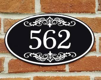 Personalized Home Address Number Aluminum Oval 12" x 7" Custom House Plaque