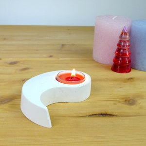 Silicone mold for concrete, raysin, jesmonite candleholder, Yin and yang candleholder for t-light, Big curvy candleholder image 4