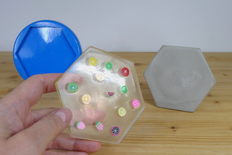 KING Coaster Silicone Mould Epoxy Casting Mold Round Square Hexagon Coaster Resin Casting Mold Tea Mat Concrete Cement Molds I.410955195