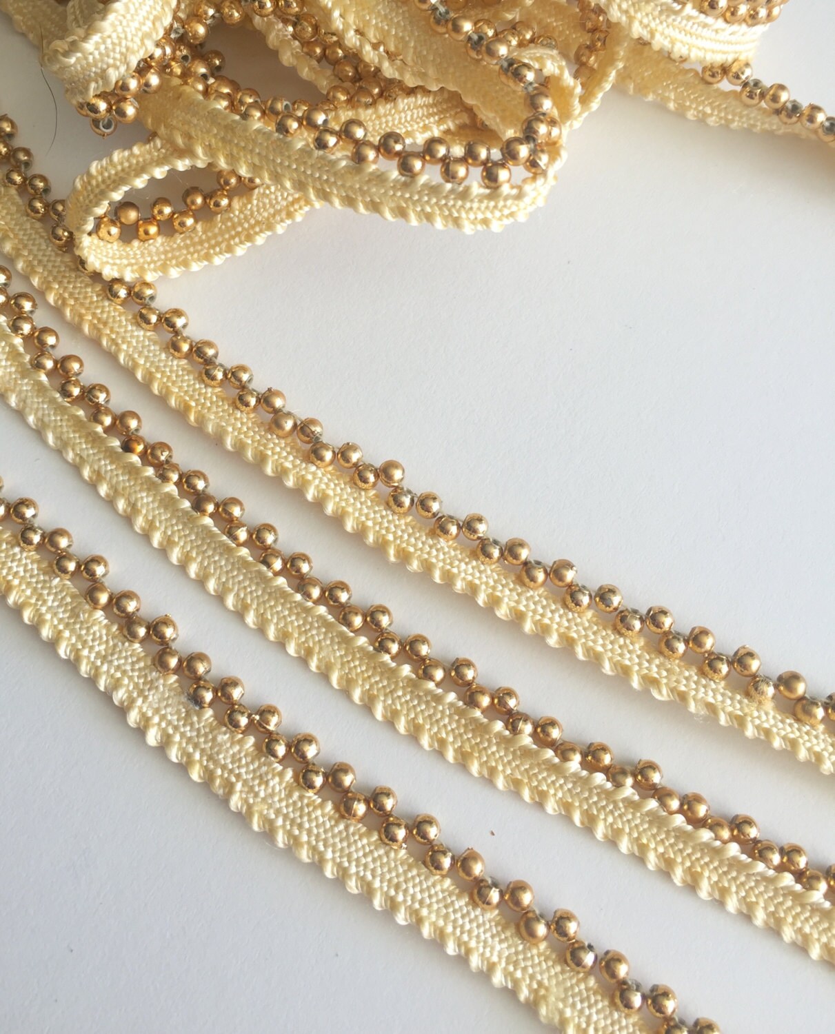 Gold Beaded Trim embellishments beads sewing materials Etsy