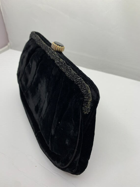 Vintage, Purse, Evening Bag, Black Velvet, Garay L