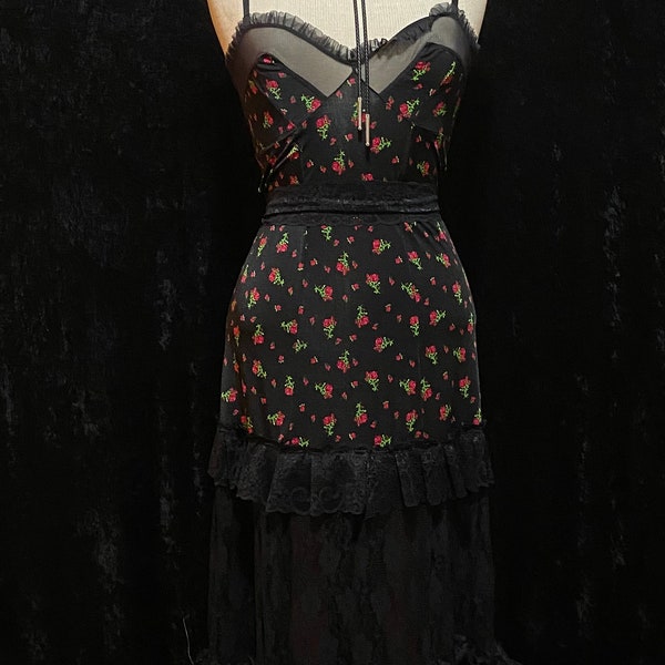 Agartha-  black floral dress gown costume