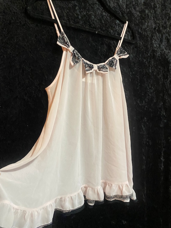 Vintage 1960s Pale Green Sheer Babydoll Nightgown, Small