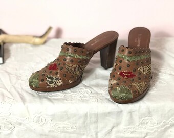 embroidered clogs