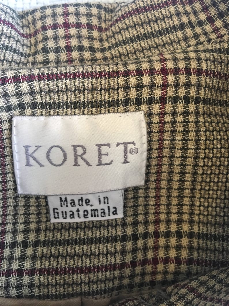 Vintage 90/'s beige plaid button down jacket blazeroffice jacketoffice blazer90s secretary jacketschoolteachernormcore jacketnormcore