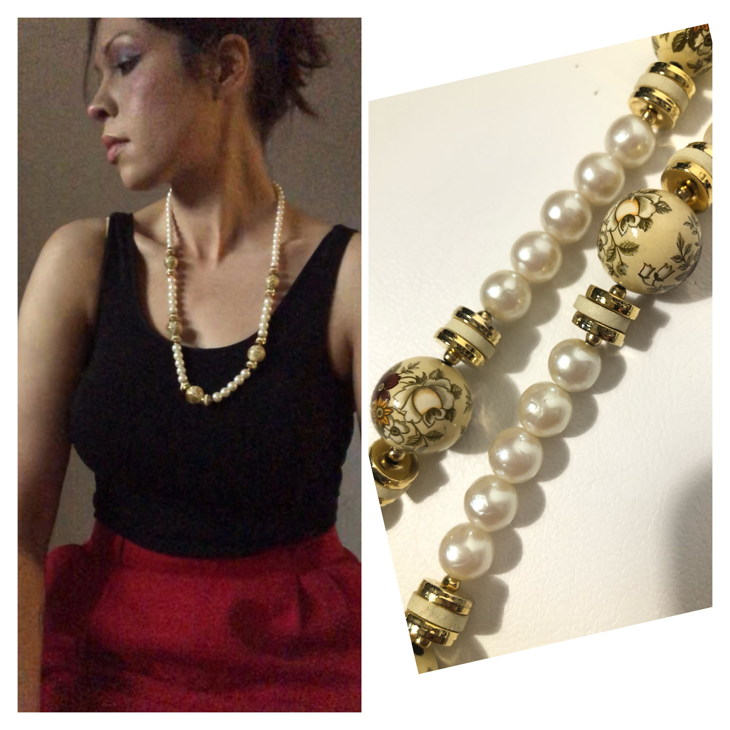 Vintage Fake Pearl Necklace/ Old Lady 