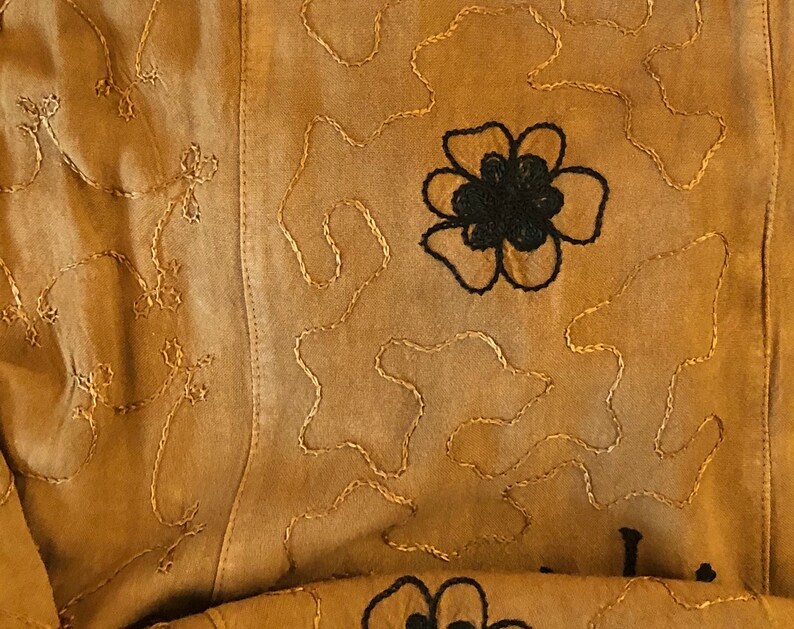 Vintage 90s long brown embroidered hippy dresslong brown boho dress