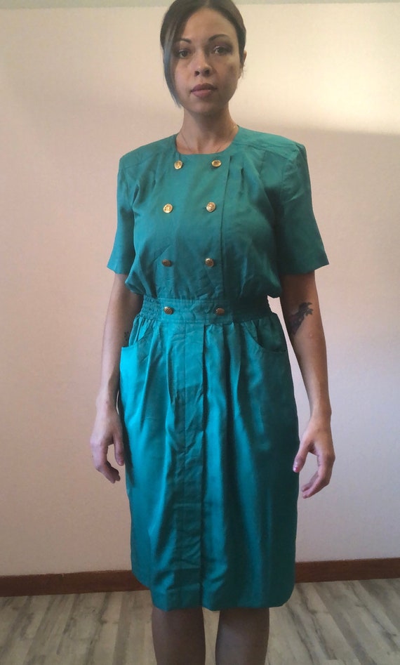 Vintage 80s Green Dress/90s Green Dress 