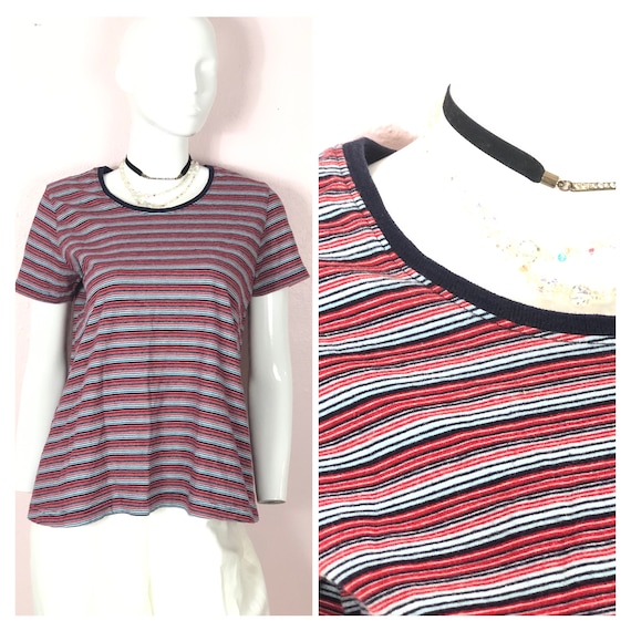 Vintage 90s striped short sleeve red blue white ri