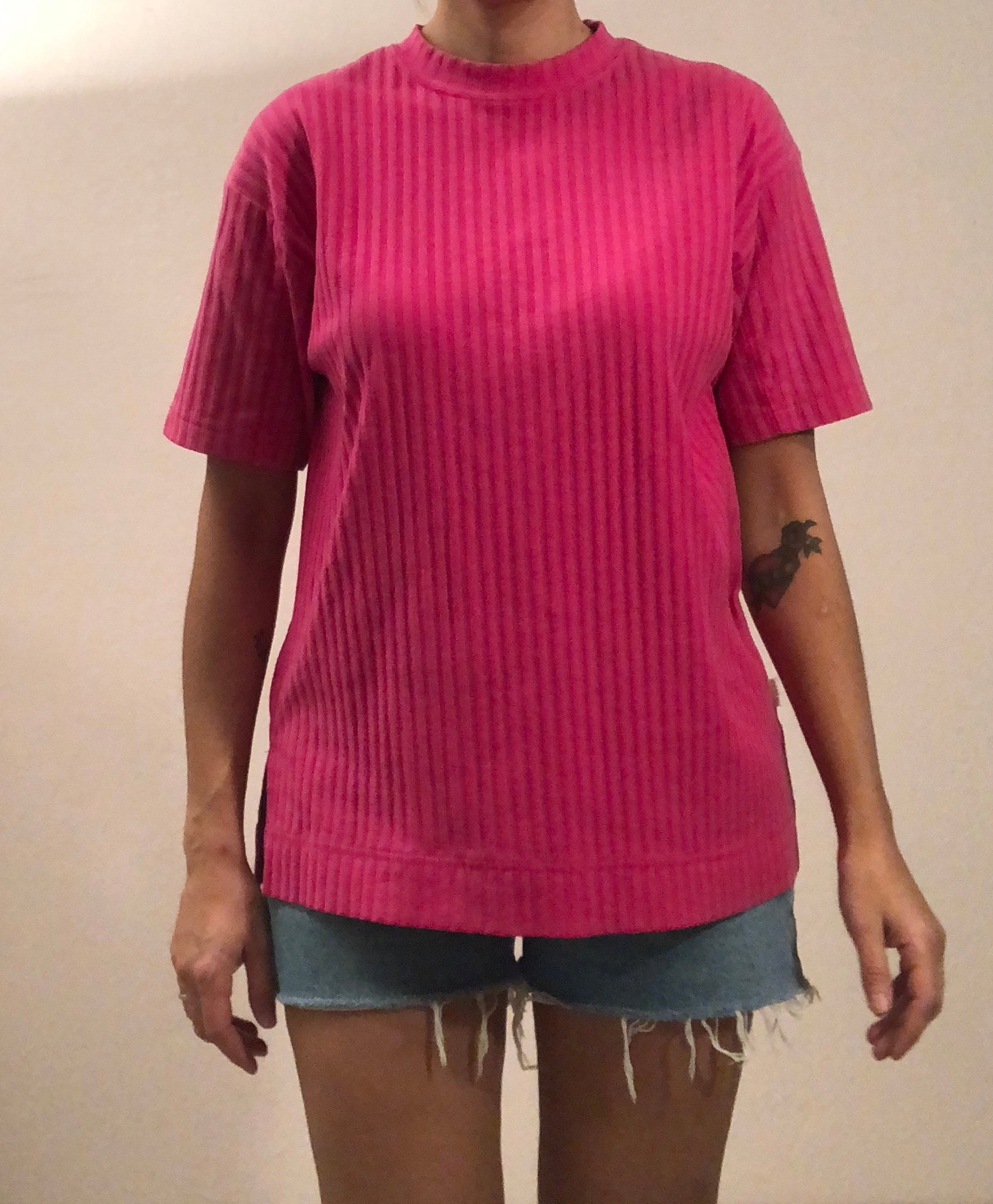 Vintage 90s Hot Pink T Shirt/short 