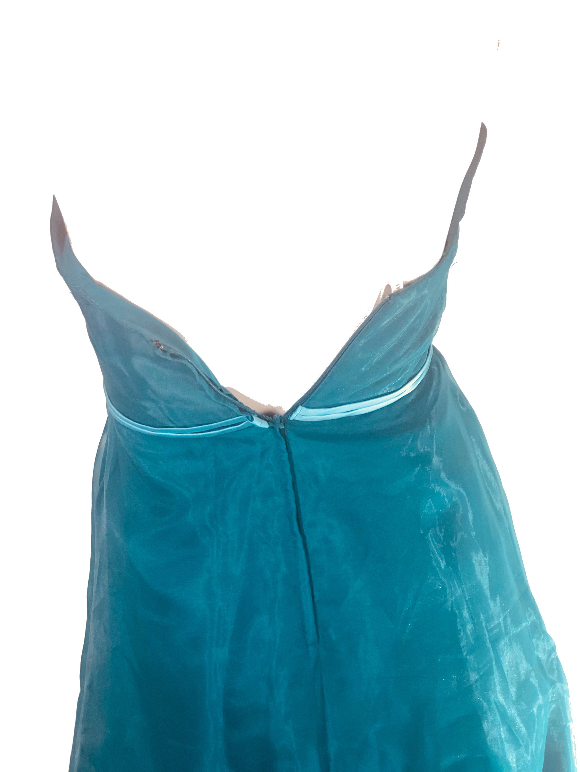 Vintage Teal Sheer Halter Neck Puffy Skirt Party Dress - Etsy