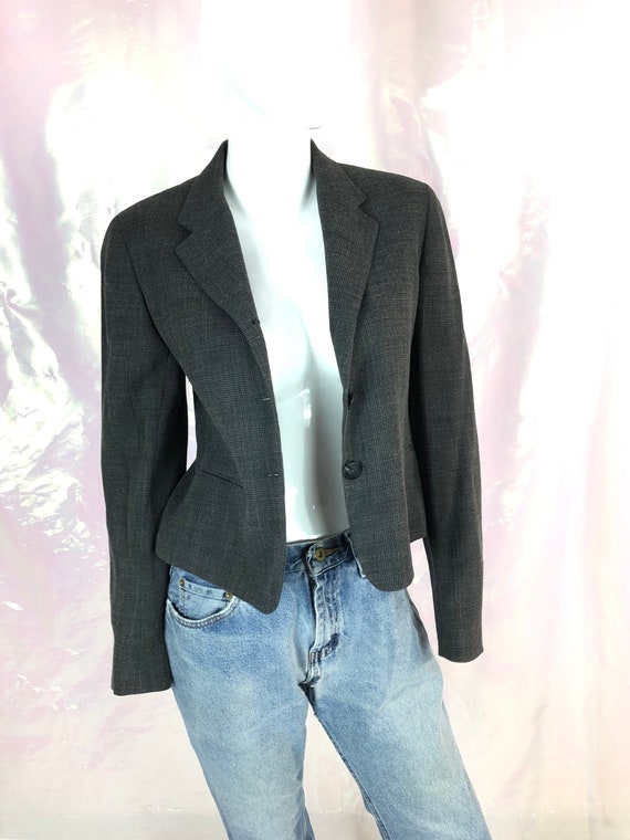 Vintage 90s DKNY cropped gray jacket/ vintage crop