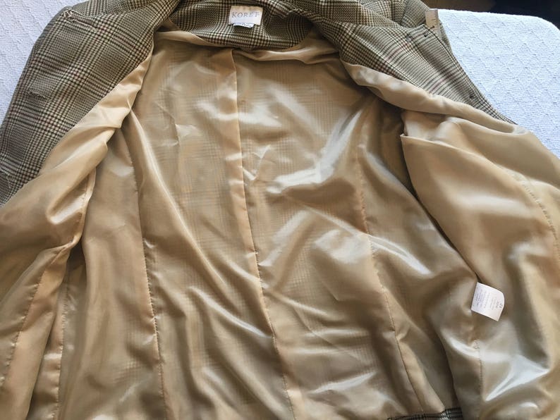 Vintage 90/'s beige plaid button down jacket blazeroffice jacketoffice blazer90s secretary jacketschoolteachernormcore jacketnormcore