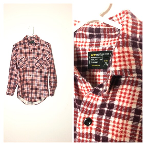 Vintage red plaid flannel shirt/ 80’s flannel shir
