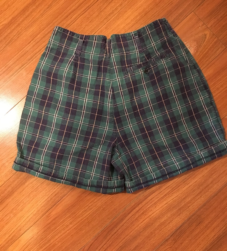 Vintage 90s plaid shortsblue and green plaid shorts90s blue shorts90s green shorts90s kid shortshigh waist shortsvintage plaid shorts