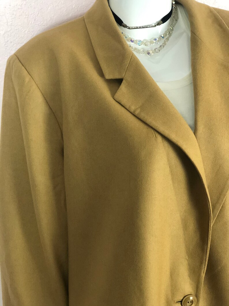 Vintage 90s extra large baggy beige wool one  button long sleeve blazerbaggy beige coat  minimalist jacket