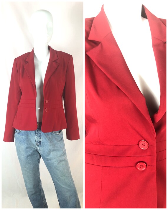Vintage 90s red blazer/red office blazer/90s offic