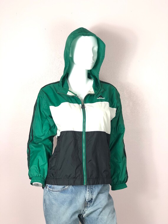 Vintage 80s 90s Adidas Jacket Green White Blue Adidas Gem