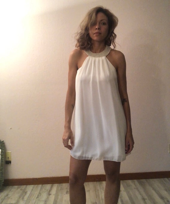 Vintage 90s white baby doll dress/short white dres
