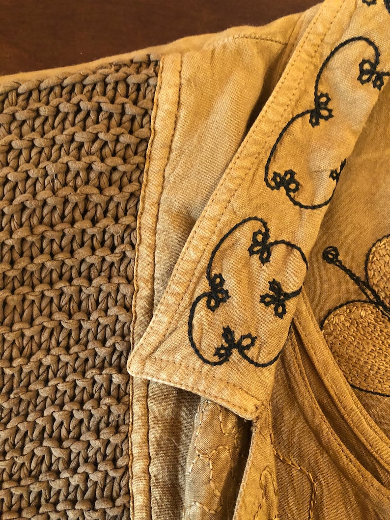 Vintage 90s long brown embroidered hippy dresslong brown boho dress