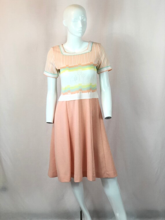 Vintage 60s pink dress/vintage pink dress/striped