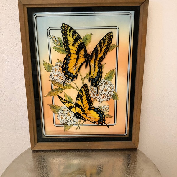 70s butterfly wall hanging/70s wall art/butterfly wall art/retro wall art/hippy home decor/boho home decor