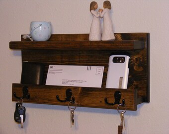 Organizador de puerta de entrada rústica con estante | Etsy