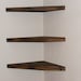 Set of (3) large 25' corner shelves, wood shelf, book shelf 