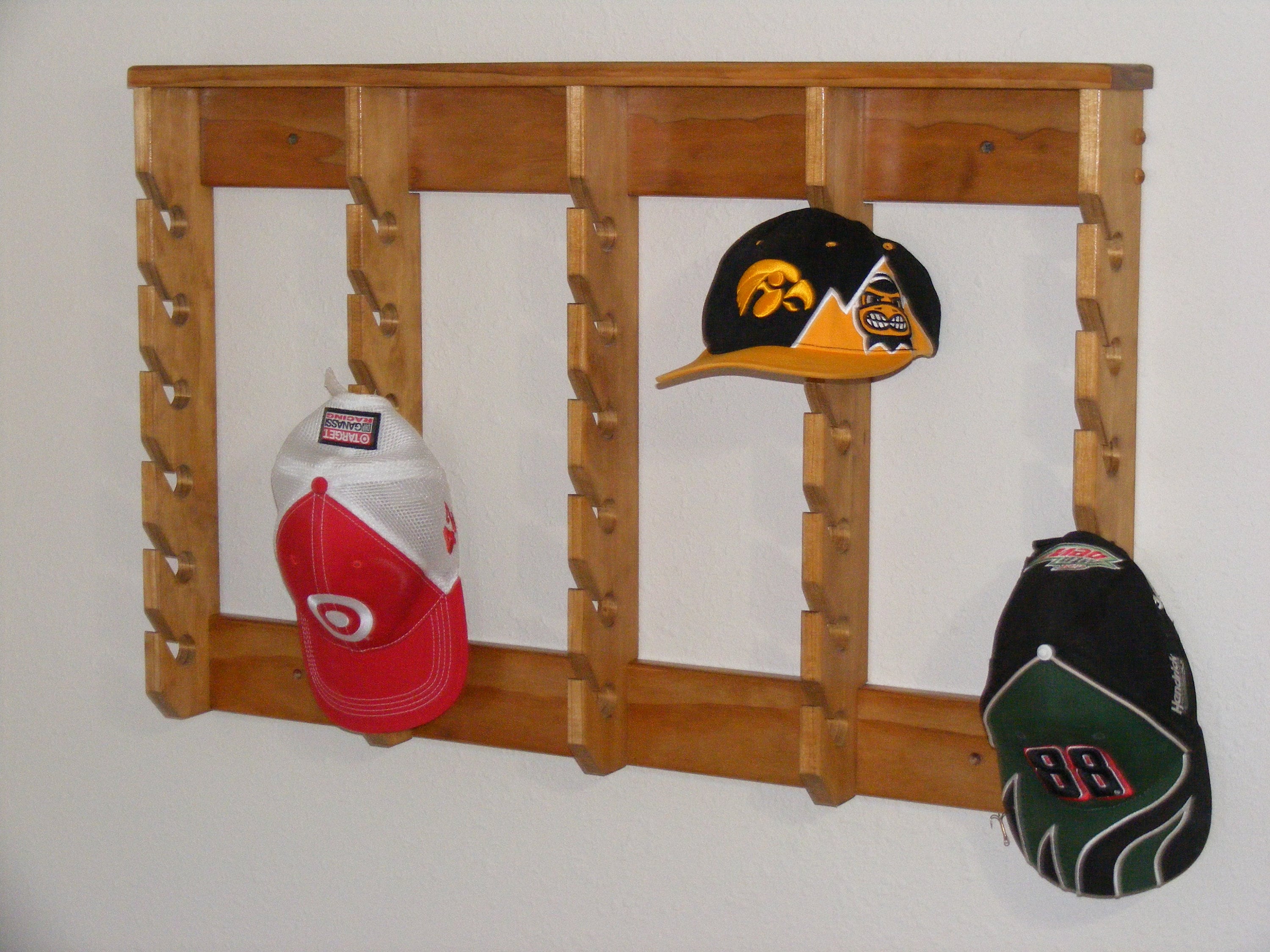 Pine Wood Hat Rack With Shelf: Cap Display, Holds 30 Hats - Etsy