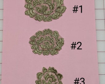 Apliques de encaje floral plateado y aplique de hoja verde, elige tu diseño, nupcial, formal, fiesta de graduación