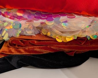 Paquete de retazos de tela para fiestas, terciopelo, satén y lentejuelas, una libra de retazos de tela surtidos
