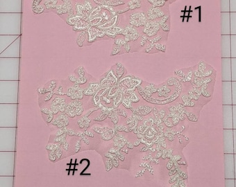 Alencon ivory lace appliques, choose from selection, bridal lace, wedding lace appliques