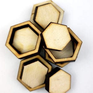 10 Mini wood Hexagon Blanks wood Craft Supply hexies image 1