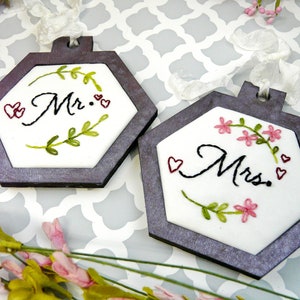 June pack 2 Hexagon ornament Embroidery wedding mr mrs image 4