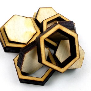 10 Mini wood Hexagon Blanks wood Craft Supply hexies image 2