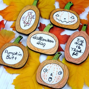 3 Halloween Pumpkin Ornament Embroidery Blanks wood Frame image 8