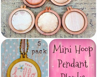 3 Mini Hoop Pendant Embroidery Blanks Wood Frame Necklace Craft Supply  Jewelry 