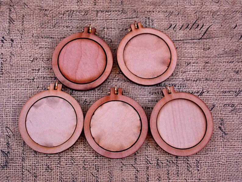 5 Mini Hoop Pendant Embroidery Blanks Necklace Craft Supply Etsy