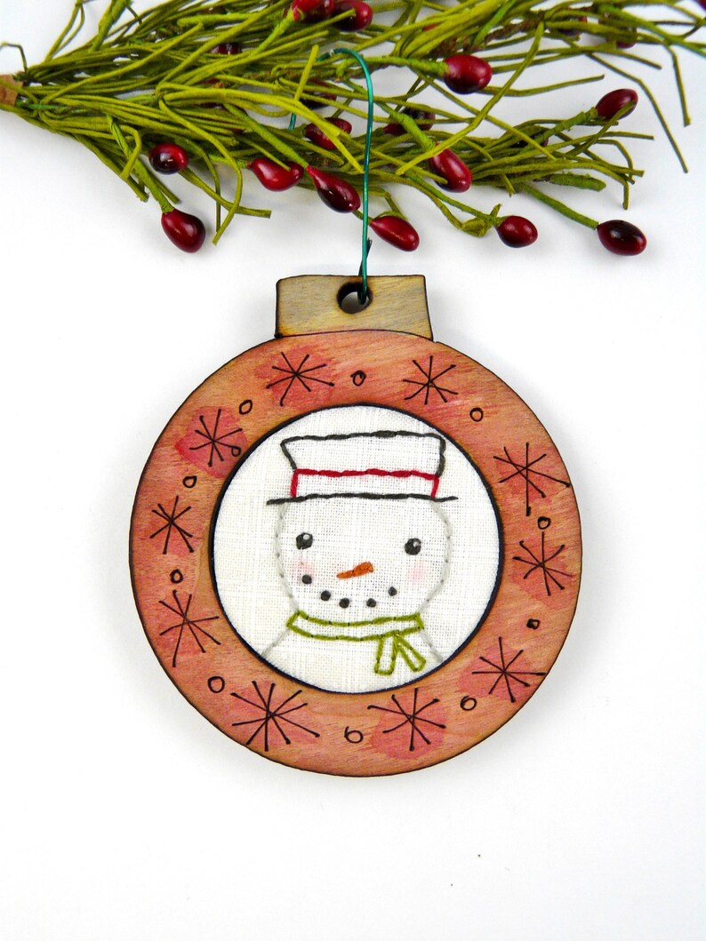 3 Christmas Ornament Embroidery Blanks Wood Frame Ornies Etsy