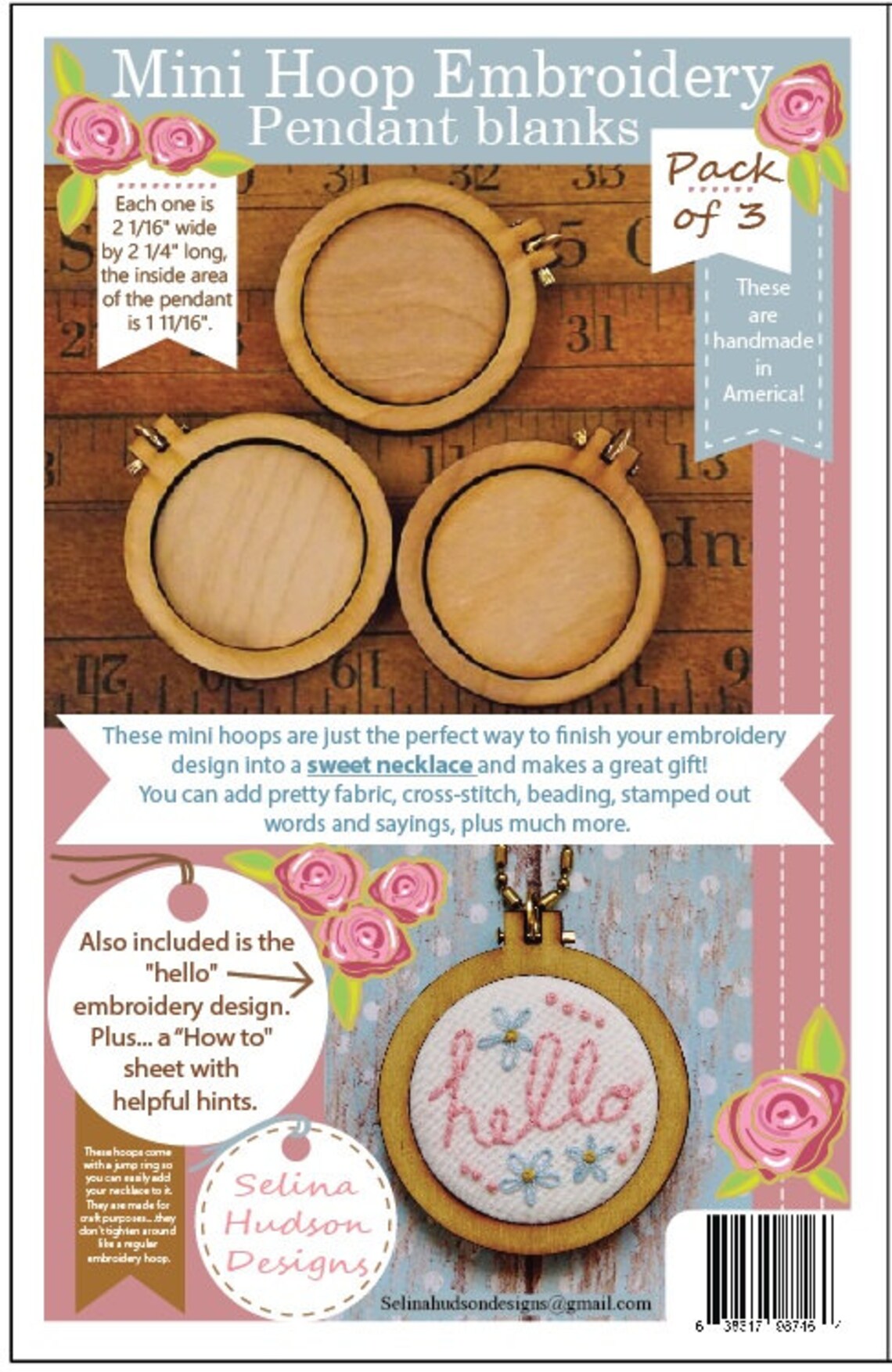 3 Mini Hoop Pendant Embroidery Blanks Wood Frame Necklace Etsy